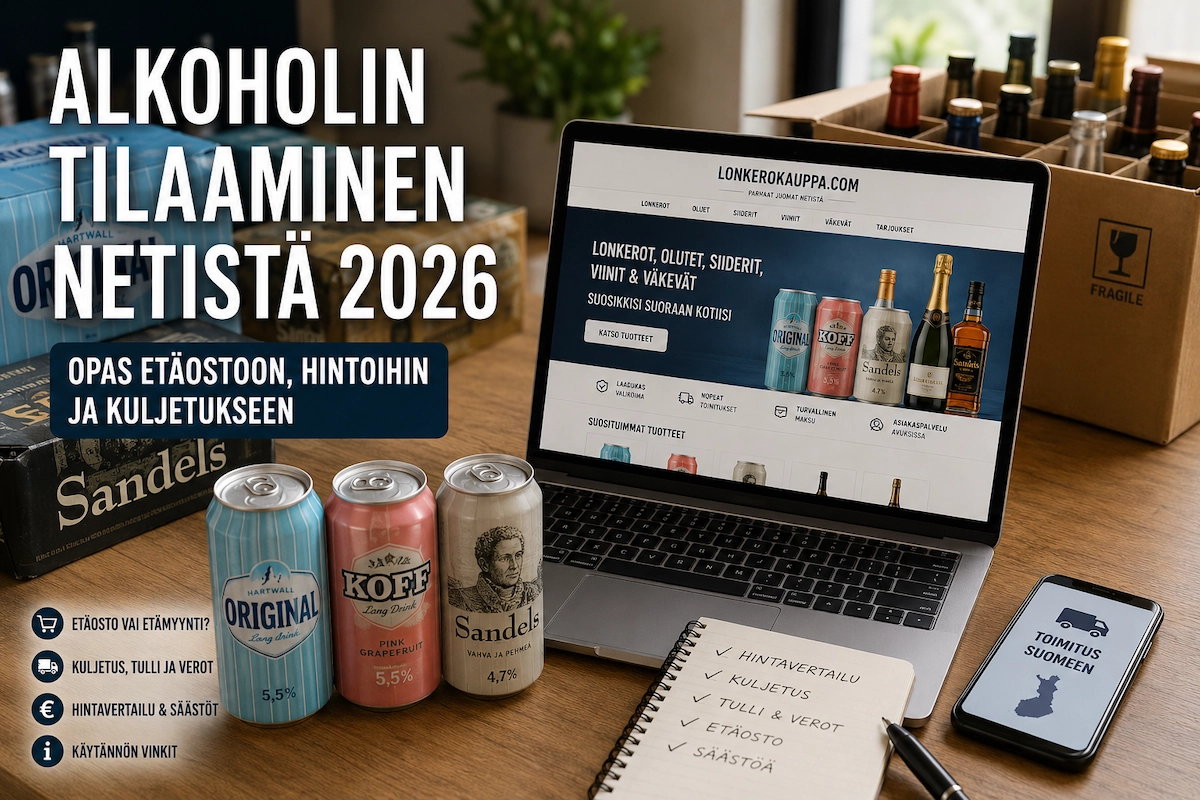 Alkoholin tilaaminen netistä tietokoneella